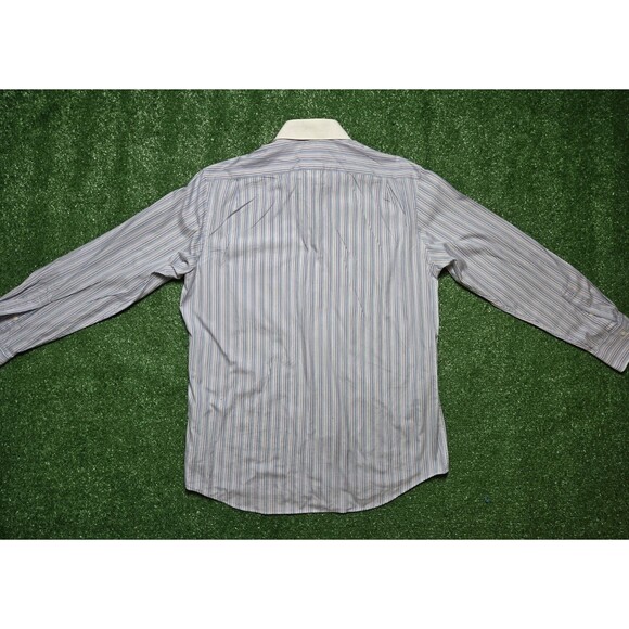 Lacoste Stripe Dress Shirt Button Up White Collar (Men's 42) - Picture 10 of 11